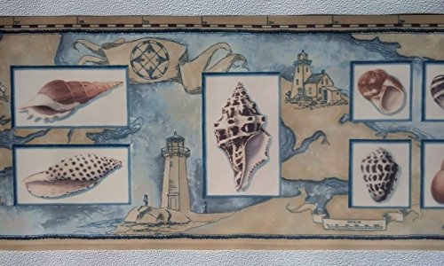 Nautical Sea Shell Wall Border - Beach Room Decor Wallpaper Roll #TOP2