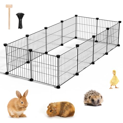 BUCATSTATE 12 Panels Guinea Pig Playpen, Rabbit Playpen Indoor, 140L x 60W x 30H Small Animal Playpen with Door for Guinea Pigs, Bunny, Hedgehogs, Chinchillas