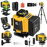 Livella Laser Autolivellante 360 con 4800mAh Batterie, 4 X 360 ° Livella Laser con Treppiede, 16 Linee Livello Laser, Staffa a Parete, Treppiede, Telecomadon, IP54 Impermeabile,Antipolvere