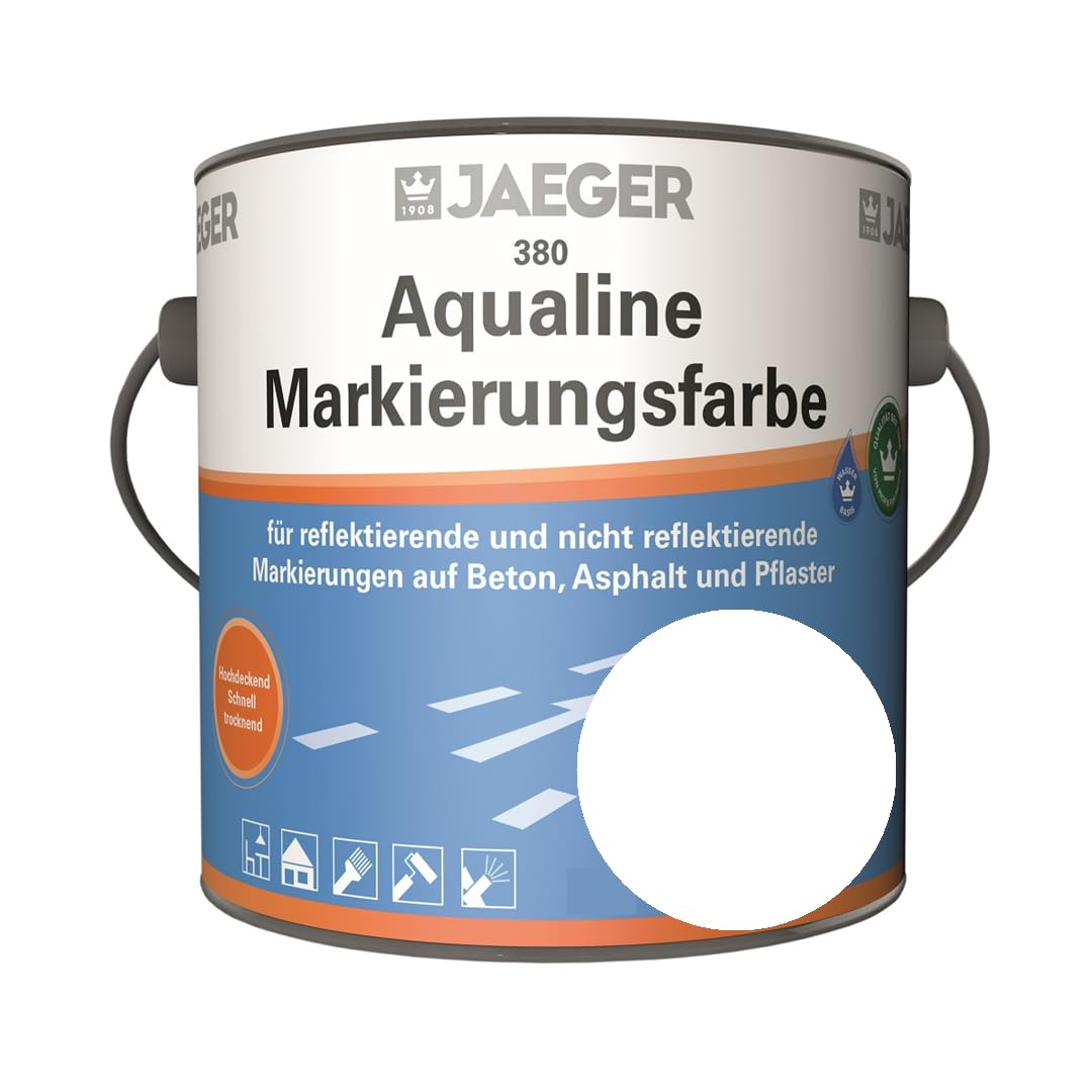 Jaeger Aqualine Markierungsfarbe, wasserverdünnbar, 750ml (weiss RAL9010)