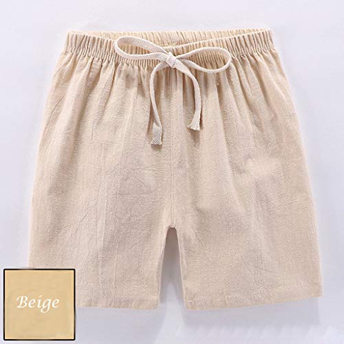 Solid Cotton Linen Loose Shorts for 2 to 7 Years Kids Toddler Lightweight Breathable Elastic Waist Bottom Shorts2