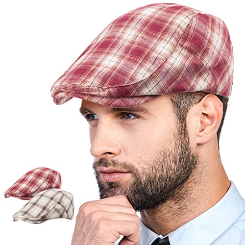 Image of LADYBRO 2-Pack Unisex Flat Cap Newsboy Hats for Men Women, Summer Casual Adjustable