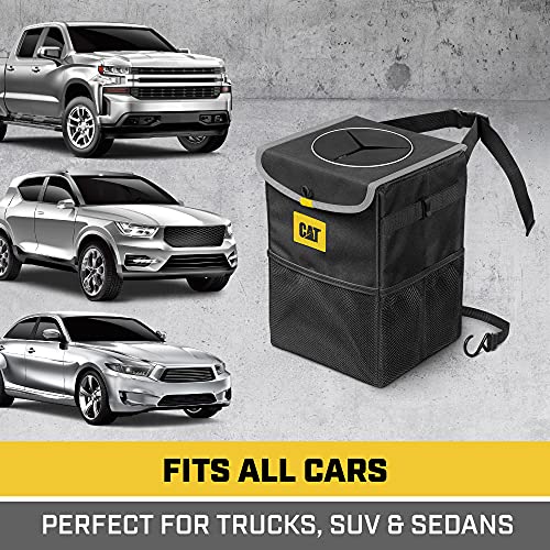 Cat® Premium Car Trash Can With Lid Storage Pockets Waterproof Garbage For Auto Multipurpose Storage Organizer Bin - 100% Leak-Proof, Black #TOP7