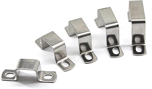 Miniatura 5 de (6 piezas) 1.969x1.969 in soporte de manguera en forma de U soporte cuadrado 304 soportes de tubo de acero inoxidable vienen con tornillos