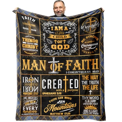 LSEOMIO Fathers Day Christian Gifts for Men Blanket 60"x50", Religious