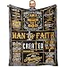 LSEOMIO Fathers Day Christian Gifts for Men Blanket 60"x50", Religious Inspirational Spiritual Gifts for Men, Gift's for Christian Man, Pastor/Faith Based/Catholic/Bible Verse/Baptism Gift for Boys