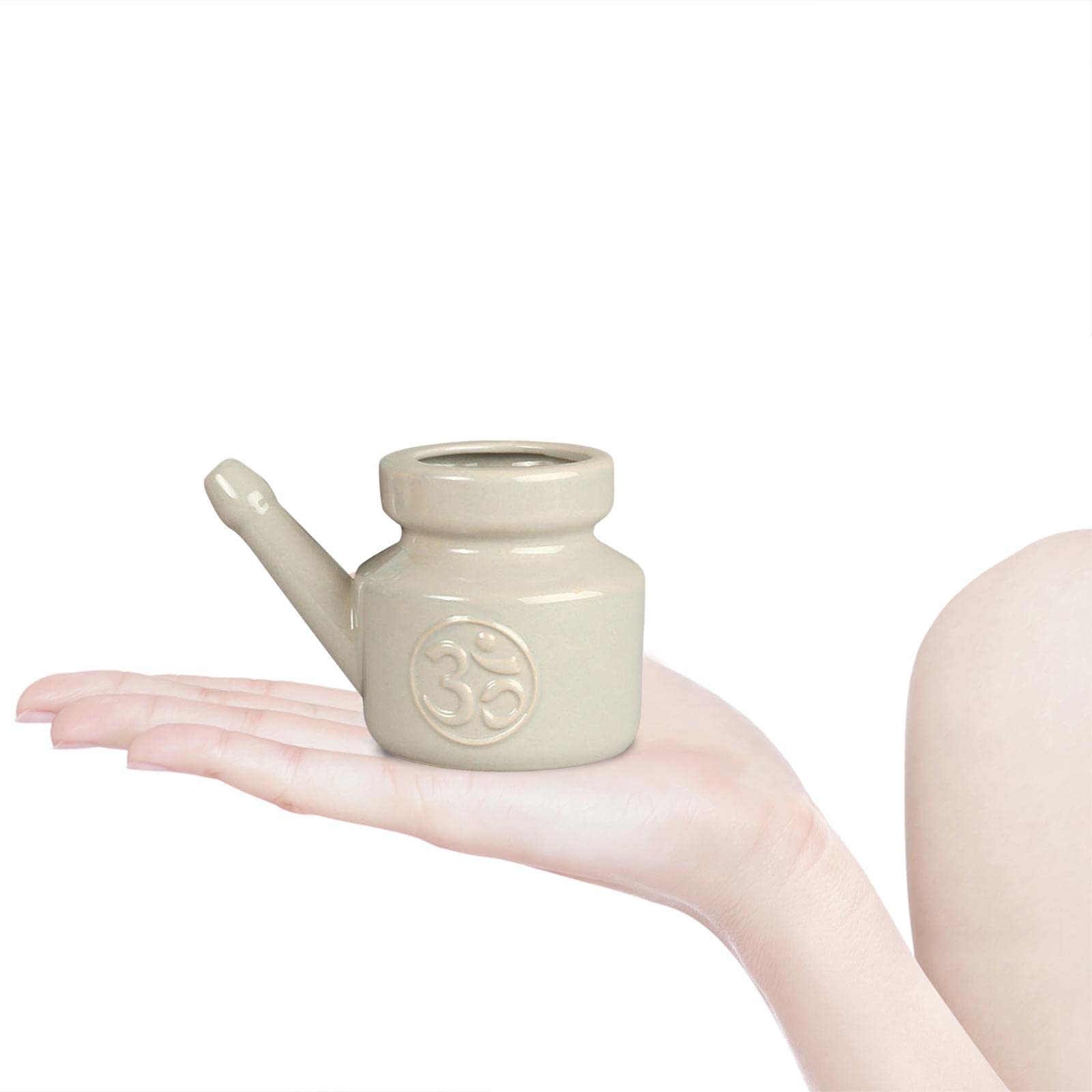 3 Recipientes de Cerámica para Limpieza Nasal para Enjuague Nasal, Irrigación Sinusal Y Lavado de Fosas Nasales. Mango Cómodo. Material Cerámico