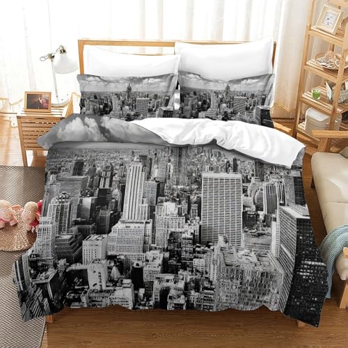 Housse de couette New York 140x200 parure lit microfibre single - 3