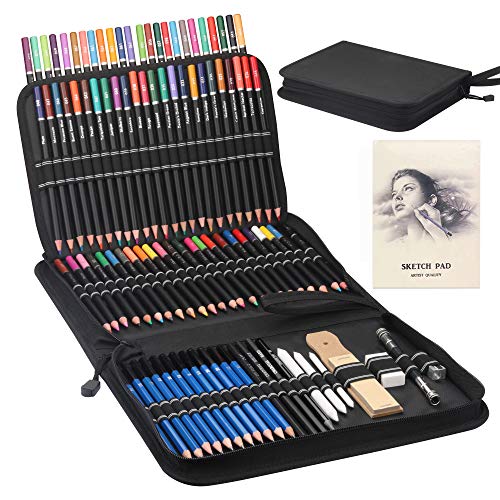 Premium Drawing Pencil Set(96pcs),including 72 Colored Pencils and 24 Sketch Kit,Art Pencil Kit in Zippered Travel Case, for Drawing,Sketching and Coloring,Ideal for Beginner,Artists and Adults