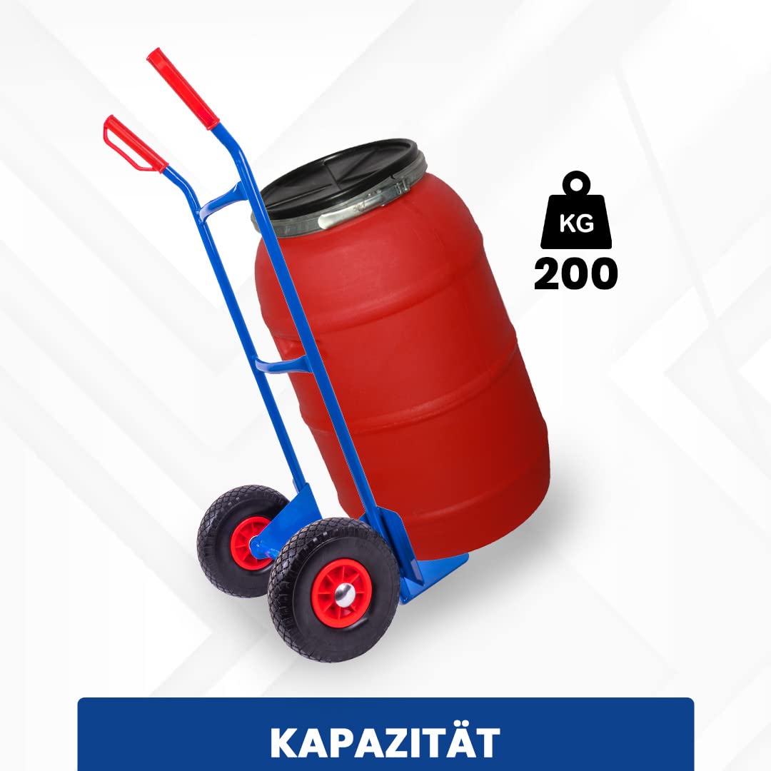 STREND PRO Sackkarre | 200kg Tragfähigkeit Vollgummireifen | Transportwagen für Getränkekisten | Stabiler Stahlrahmen und PU Räd | Handkarre mit Sicherheits Haltegriffen |
