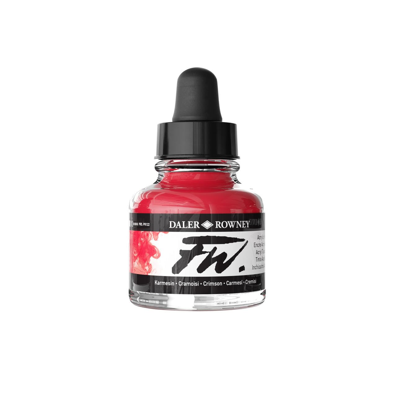 Daler-Rowney FW Acrylic Ink Bottle Crimson - Versatile Acrylic Drawing Ink for Artists and Students - Permanent Calligraphy Ink - Archival Ink for