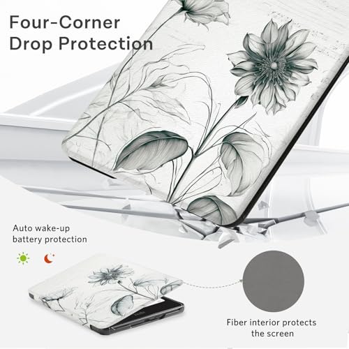 Image of CoBak Case with Fold-Back Magnetic Cover for 7 inch Kindle Paperwhite 12th Gen 2024 and Kindle Colorsoft - for PopSockets Grip, Compatible with iPhone MagSafe and Anker Wireless Charging Pads, Auto Wake