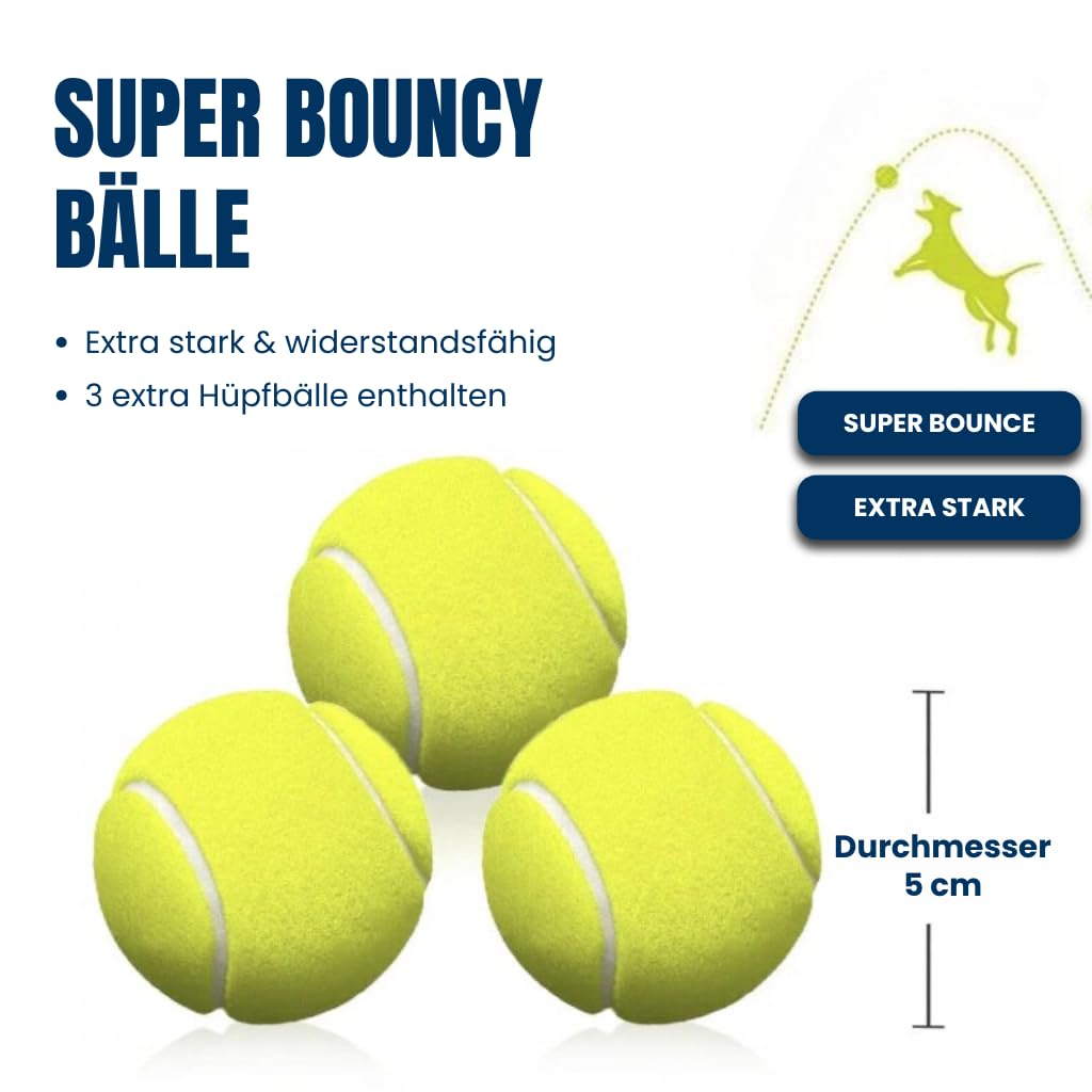 BOT lanciapalle automatico per cani, giocattolo interattivo per cani, lanciapalle da tennis, lanciapalle giocattolo per cani con 3 palline da tennis di media grandezza (Maxi, 6,4 cm)