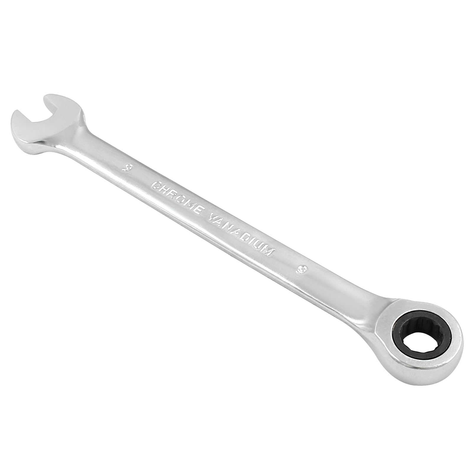 Jiozermi 9mm Ratcheting Combination Wrench, 72 Teeth Metric Ratcheting Wrench SAE 12 Point Ratchet Box Ended Spanner Tools