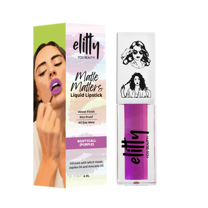Image of Elitty Liquid Matte Lipstick | Transferproof, Smudgeproof & Lightweight | Bootycall (Purple)- 4 ML