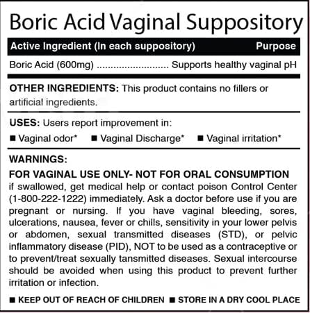 N'More Boric Acid Vaginal Suppositories - 30 Count, 600mg - 100% Pure Made in USA - Boricfem Support Vaginal Health (One)