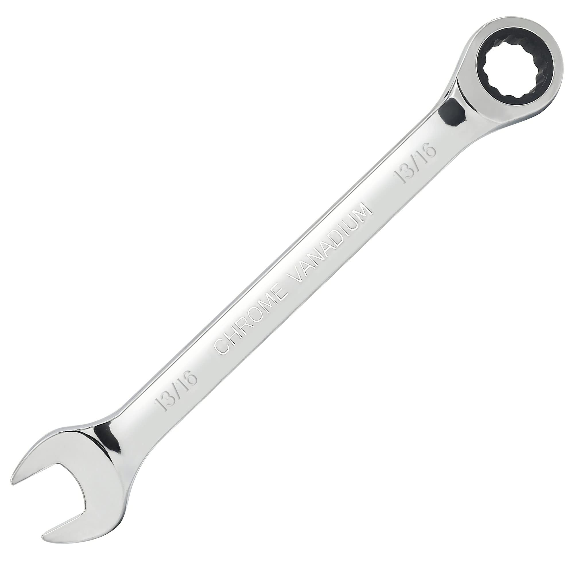 FOCMKEAS 13/16 Inch Ratcheting Combination Wrench SAE 72 Teeth 12 Point Ratchet Box Ended and Open End Spanner Tools for Tight Space, Heat-Treated CR-V