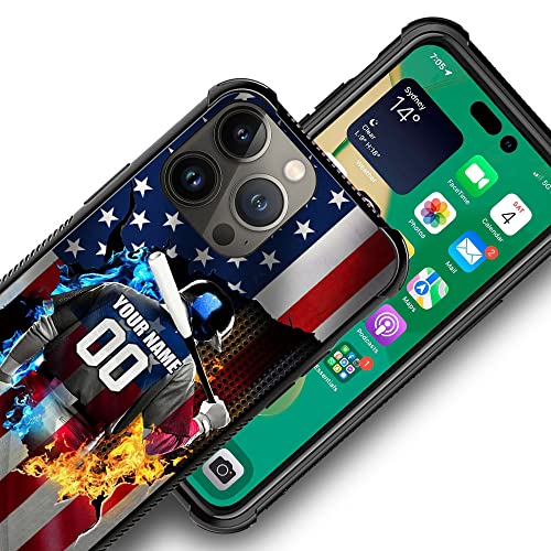 Djsok Case Compatible With Personalized Baseball Sport-Custom America Flag Name Number Custom Phone Cove Case For Iphone 16/15/14 Pro Max 13 12 11 Mini/Xs X Xr/8 Plus Se2 2020 For Anti Scratch Case thumb #3