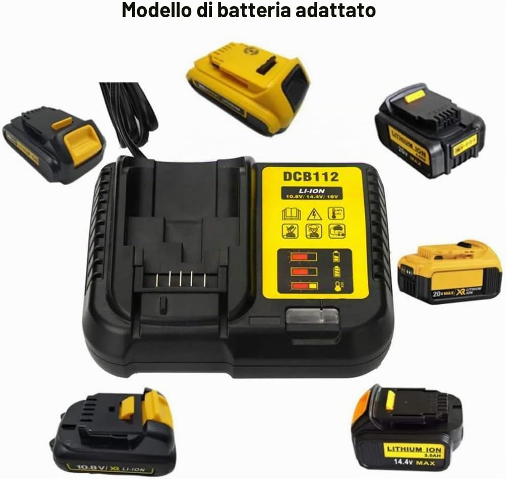 Caricabatterie di ricambio agli ioni di litio per De-WA-t Accessori elettronici di consumo DCB112 DCB105 DCB015 10,8 V 14,4 V 18 V o (DCB112)