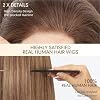 Peluca KKU de cabello humano 100% con encaje frontal para mujer: línea de nacimiento natural previamente despejada, raya lateral, marrón mezclado con rubio, 14 pulgadas, cabello suave y natural para uso diario 8