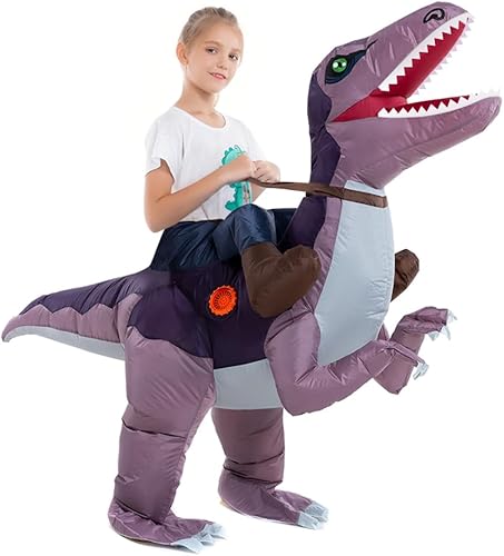 Miniatura 2 de HSCTEK Disfraz inflable de dinosaurio para niños, T-rex, velociraptor, triceratops, dilophosaurus, pteranodon, carnotaurus