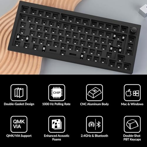 Image of Keychron Q1 Max QMK /VIA Wireless Custom Mechanical Keyboard Barebone Knob Version, Full-Metal Hot-Swappable RGB Backlight 2.4 GHz /Bluetooth /Type-C Wired Gaming Keyboard for Mac /Windows /Linux - Black