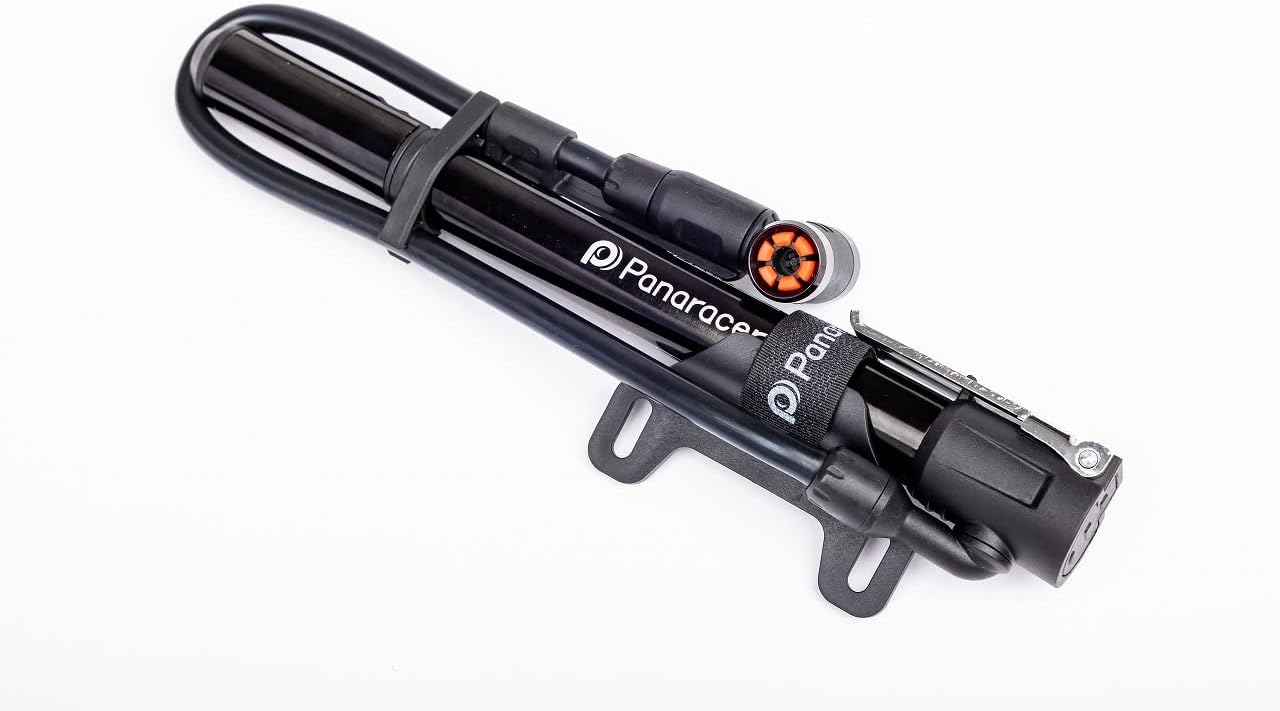 Panaracer High-Pressure One-Touch Mini Floor Pump with Gauge, Compatible with Presta and Schrader Valves, Frame Mounting Bracket Included