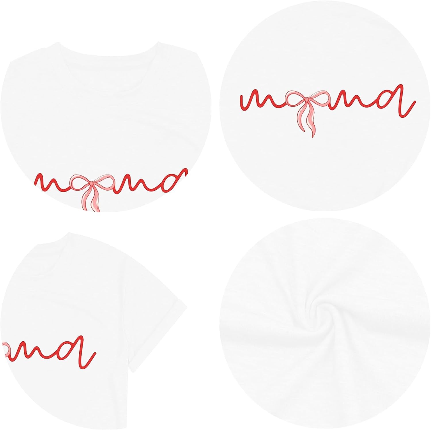 Mama Shirts for Women Pink Bow Graphic Mom Tshirt Loose Short Sleeve Mother Life Tops Tee - Image 5