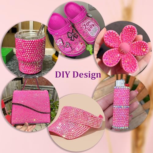 Image of 25000Pcs Resin Jelly Rhinestones with Tweezers for Crafting, Hot Pink AB Flatback Gems, Bedazzling Crystal with 3Pcs 10ml B7000 Jewelry Glue for DIY Crafts Clothing Tumblers Shoes Fabric Nail Art