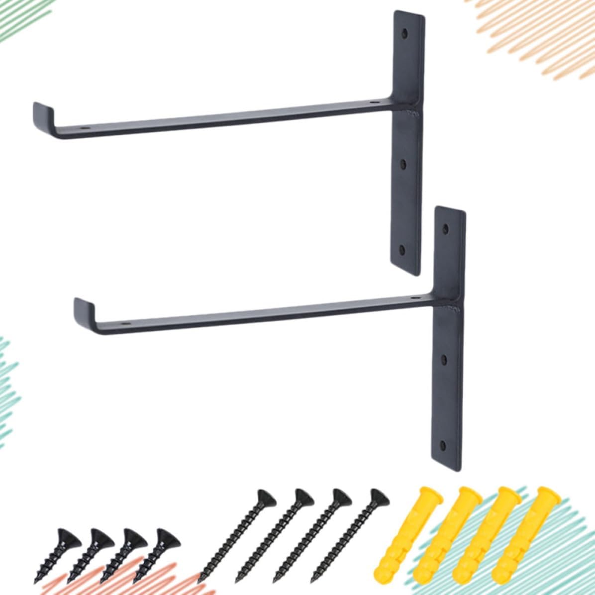 DIY Iron Wall Storage Rack 14pcs Black Wall-Mounted Bookshelf Vintage Style Easy to Install Space Saving Storage Rack for Photo Display and Home Organization
