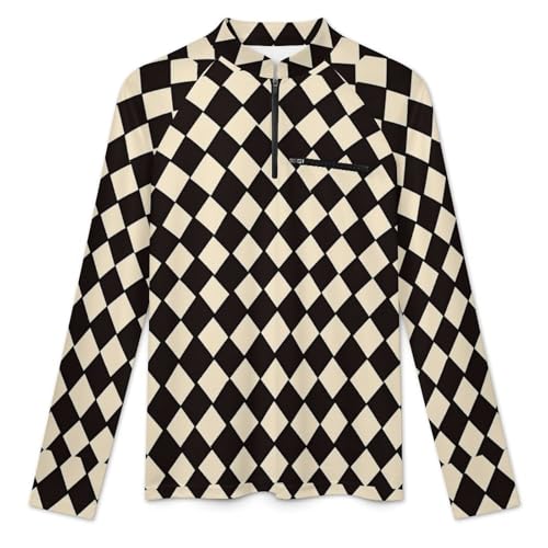 Geometric Rhombus Pattern Men's Sun Protection Shirts UV SPF UPF 50+ Long Sleeve Rash Guard Lightweight3