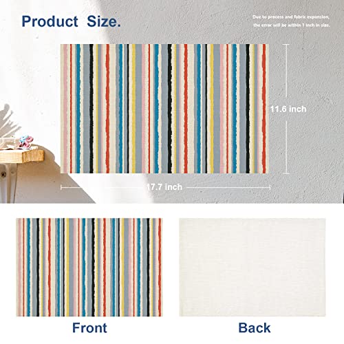 Batmerry Modern Placemats, Abstract Multicolored Striped Seamless Textile Woven Burlap Modern Placemats For Dining Table Kitchen Table Round Table Farmhouse Wedding Outdoor Indoor Set Of 4 #TOP4