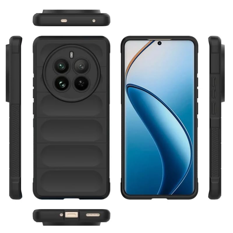Image of Back Case Cover for Realme 12 Plus 5G, Compatible for Realme 12 Plus 5G Back Case Cover,Matte Case with Inner Lining, Liquid Silicon Magic Case with Camera Protection (TPU, Black)