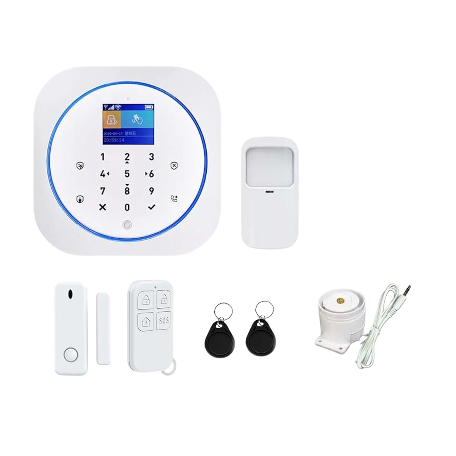 ACJ-402 Wireless Full Home Security Smart Alarm System | Wireless Door/Window Open Alarm, PIR Motion Sensor with RFID & Remote Control | SMS/Phone Alert and User Password Protection ACJ-402 Wireless Full Home Security Smart Alarm System | Wireless Door/Window Open Alarm, PIR Motion Sensor with RFID & Remote Control | SMS/Phone Alert and User Password Protection