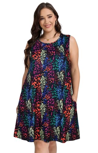 Image of elescat Plus Size Summer Dresses for Women Sleeveless Pockets Beach Tshirt Tank Sundress 2026