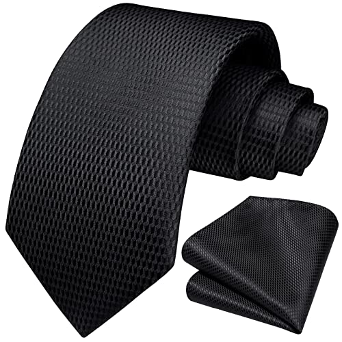 Image of HISDERN Mens Striped Tie and Pocket Square Set Necktie for Men | soft smooth texture, wrinkle-free, neat hand-tied knot, gifting ready, regular 3.4 width, coordinated look, business wedding