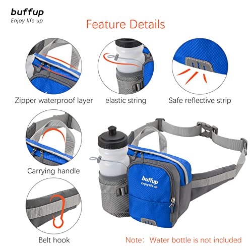 buffup® Heuptas, buiktas met flessenhouder, geschikt voor dames en heren, waterdicht, ademend, geschikt voor wandelen, kamperen, reizen, fietsen, blauw - Image 3