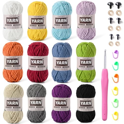 Image of 12 Pack Chunky Chenille Yarn for Crocheting, Bulky Velvet Yarn for Crochet, Baby Yarn for Crocheting Soft Blanket, 42.3 oz (1050 yds) Amigurumi Yarns for Craft Set D
