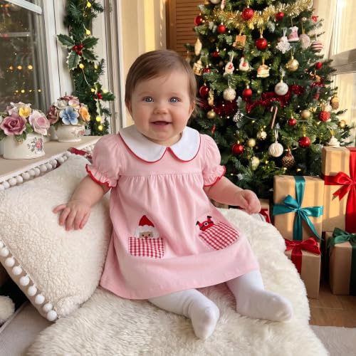 Toddler Little Girl Christmas Outfit Santa Embroidery Christmas Dress... - Image 3