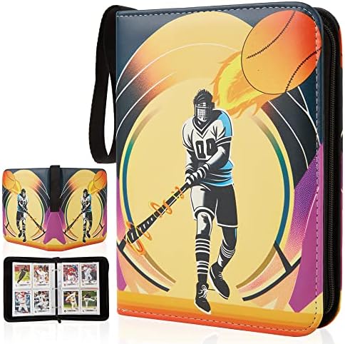 COFFLY Baseball Card Binder, 4 Pocket Fits 400 Standard Size Cards and Stickers, Baseball Card Sleeves Baseball Card Holder Trading Card Collectible Sports Card Albums with 50 Removable Sleeves (A 4-Pocket)