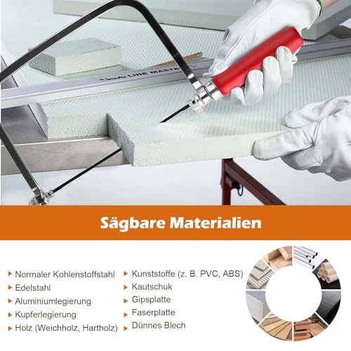 TINGTING Laubsäge Set einschließen 7 Laubsägeblätter & 1 Holzsäge | 360 Grad drehbar | Mit Holzgriff | Präzise Schnitte für Holz und Metall | Feinsäge für Holzarbeiten, Bastelprojekte und Modellbau