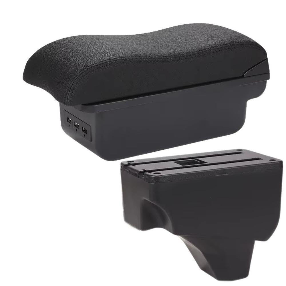 FSOZDBBPL For Peugeot 2008 For Peugeot 208 2019-2024 Car Armrest Box Storage Box Retrofit Parts Curved Surface Interior Parts(B2 Black line 3USB)