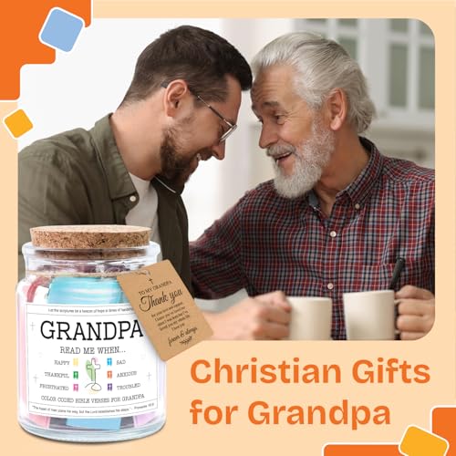 Image of NewEleven Father Day Gifts For Grandpa - Christian Present, Grandpa Gifts From Granddaughter, Grandson - Grandpa Birthday Gift For Grandfather, New Granddad, PaPa - Bible Verse Jar