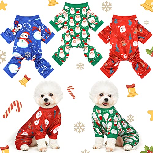 3 Pieces Christmas Dog Pajamas Dog Jumpsuit S...