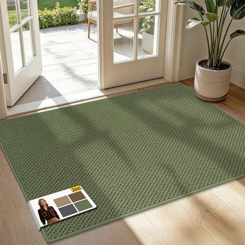 Tapis de porte lavable antidérapant vert 90x150 cm JSEI absorbant - 2