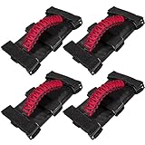 4 x Roll Bar Grab Handles Grip Handle for Jeep Wrangler JK JKU JL JLU TJ YJ Sports Sahara Freedom Rubicon Unlimited Gladiator JT 1955-2023 UTV ATV Premium 550 Paracord Interior Accessories (Red)