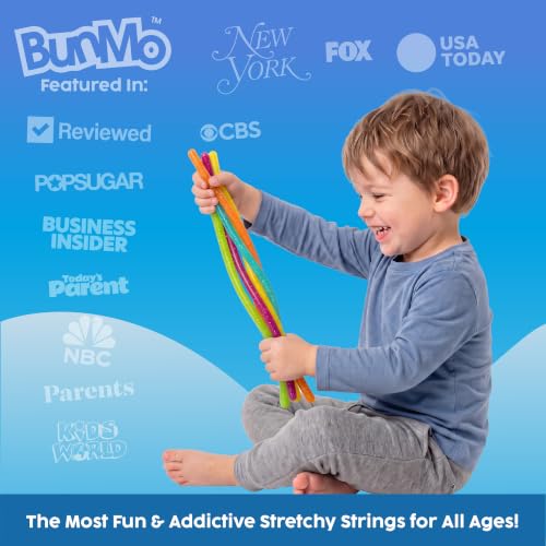 Image of BUNMO Sensory Toys Stretchy Strings for Toddlers 3+ - Stimulating & Addictive Fidget Toys for Kids - Hours of Fun for Kids - Non-Mouthable Toy 3+ - Glitter 6 Pack
