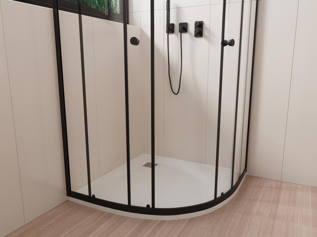 Vente-unique - Plato de ducha Syforsa - L 80cm x A 80cm x H 2.6cm - resina - blanco