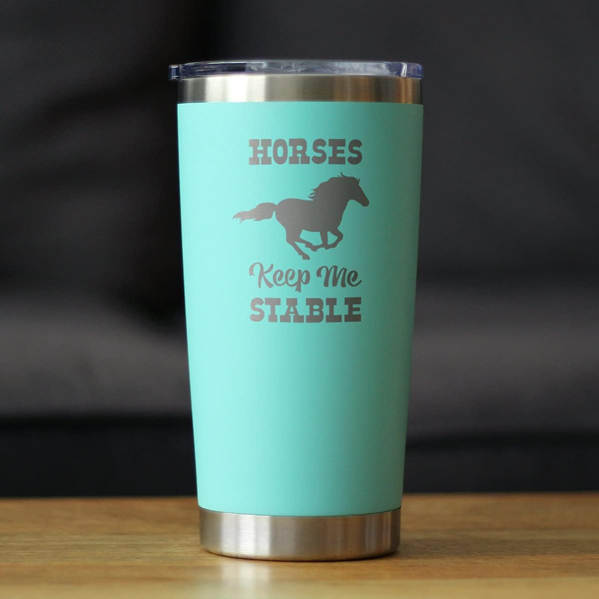 Bevvee Horses Keep Me Stable - Insulated Coffee Tumbler Cup with Sliding Lid - Stainless Steel Insulated Mug - Horse Themed Coffee Gifts - Teal - Image 2