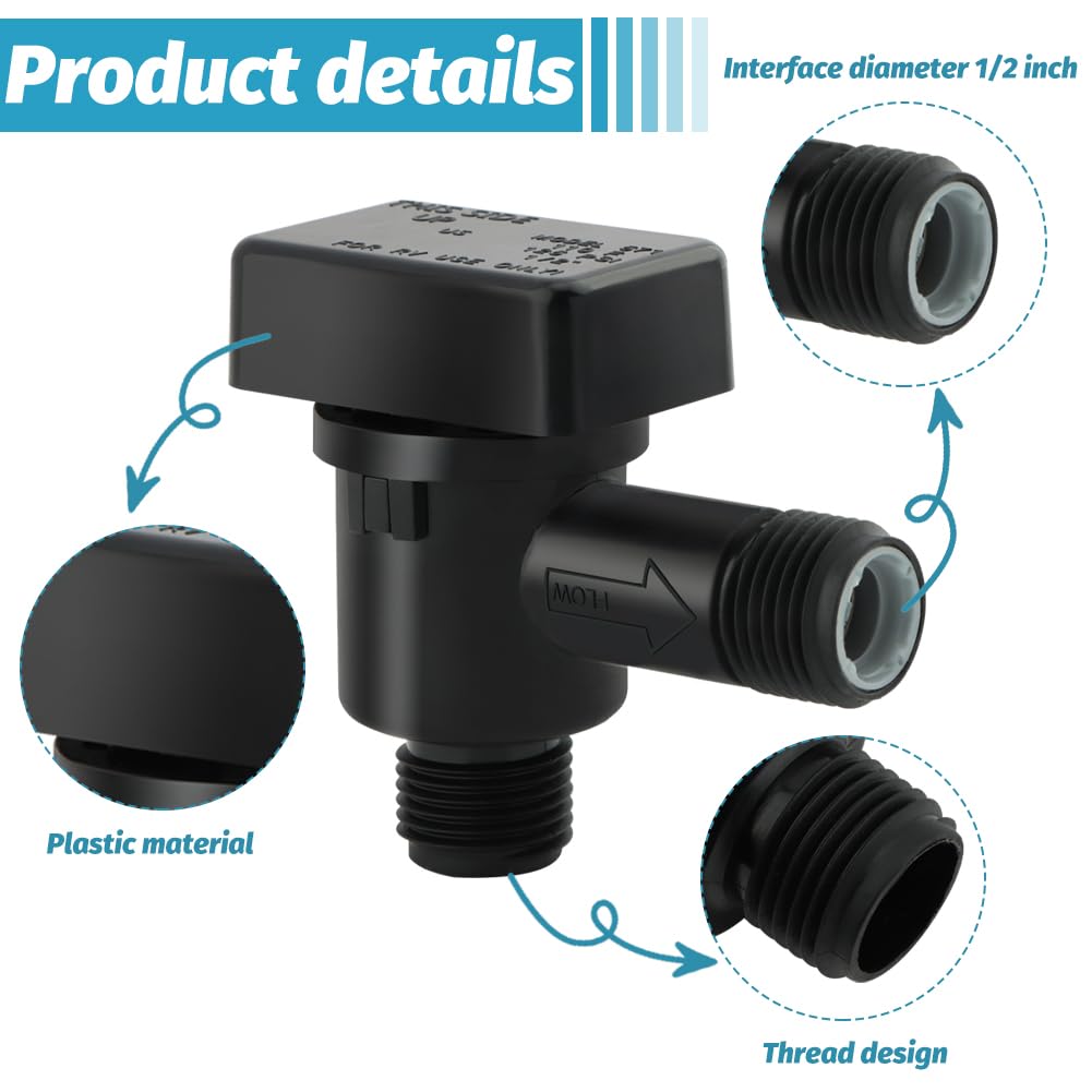 Amazon.com: BNYTXV 571-Vac-Chk RV Black Tank Valve, Plastic, 1/2